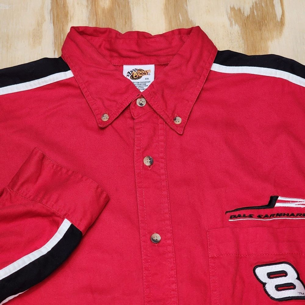 Winners Circle Dale Earnhardt Jr Mens Size XXL RED Long Sleeve Button Down Shirt